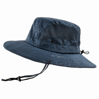 Summer Men'S Outdoor Leisure Big Brim Two Styles Fisherman Hat With Windproof Rope