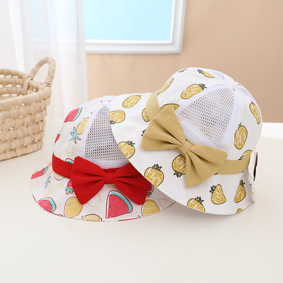 Summer Fresh And Cute Bow Sunscreen Shade Mesh Bucket Hat For kids