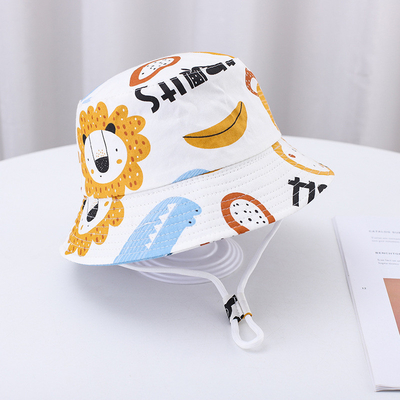Cartoon Animal Print Cotton Kid'S Bucket Hat For Outdoor Sun Protection