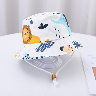 Cartoon Animal Print Cotton Kid'S Bucket Hat For Outdoor Sun Protection