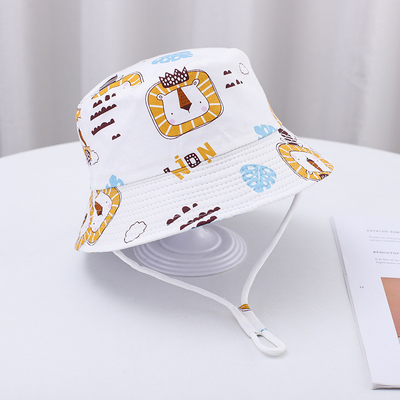 Cartoon Animal Print Cotton Kid'S Bucket Hat For Outdoor Sun Protection