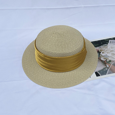 Summer Flat Top Patch Beach Sunshade multi-color Straw Hat For Femal