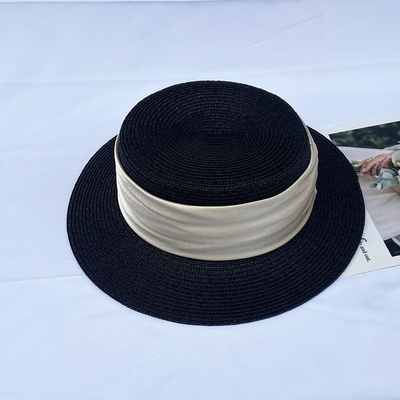 Summer Flat Top Patch Beach Sunshade multi-color Straw Hat For Femal