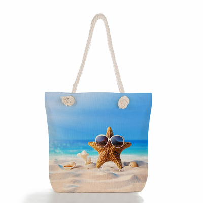 Beach Shell Pineapple Print Thick Rope Large Capacity Beach Bag For Outside