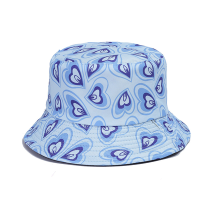 Summer Heart Print Double-Sided Sunscreen Fisherman Hat For Women