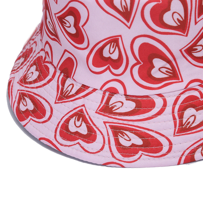 Summer Heart Print Double-Sided Sunscreen Fisherman Hat For Women