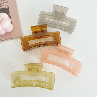 Transparent Square Hollow Jelly Color Plastic Hair Claw For Women