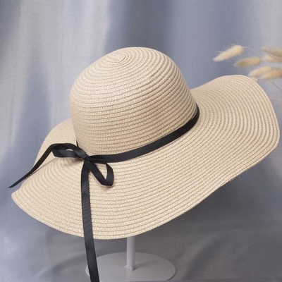 New Summer Wide Brim Straw Hat Sun Bow Floppy Straw Hat Women Beach Straw Hat Vacation