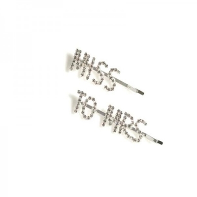 Assorted Set Of 2 Rhinestone Hair Pins, Silver