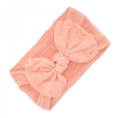 Stretch Nylon Baby Hair With Headband Jacquard Wide-sided Bow Baby Hair Accessories