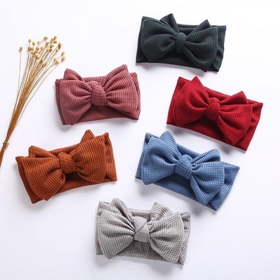 Big Bow Hairband For Children Waffle Double-Layer Stereo DIY knotted Wide-Brimmed