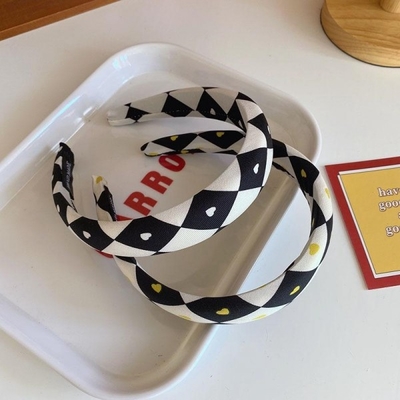Love Checkerboard Headband Fabric Sponge Headband For Women