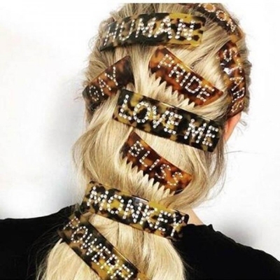 Wholesale Barrettes With Rhinestone Hair Accessories Word Name Letter