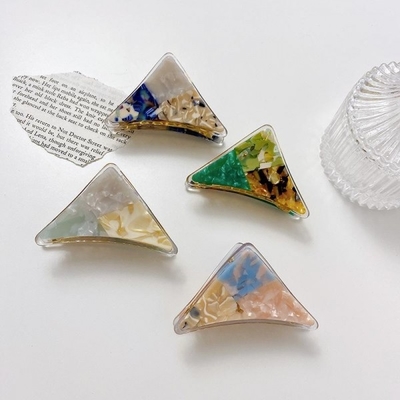 Acetate Tri-Color Panel Hair Claw Triangle Hair Clip For Women