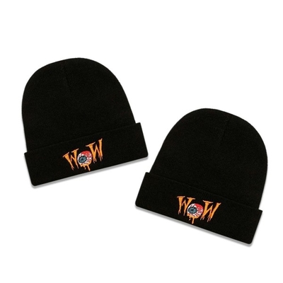 Black Knitted Hat Trend Letter WOW Hip-Hop Woolen Hat For Women And Men