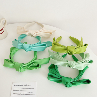 Streamers Solid Color Headband With Bow For Women In Spring And Summer