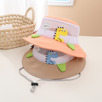Cartoon Dinosaur Children's Fisherman Mesh Hat Summer Sunscreen Breathable Bucket Hat