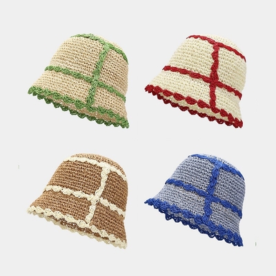 Color Matching Straw Hat Sunshade Fisherman Hat Fresh Bucket Hat