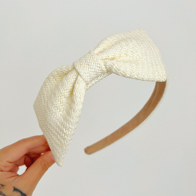 New Style Milk Tea Color Bow Headband Simple And Versatile For women