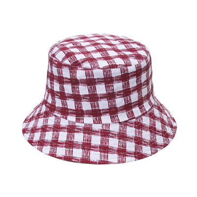 Plaid Fisherman Hat Summer Outdoor Travel Sunscreen Sunshade Double-Sided Bucket Hat