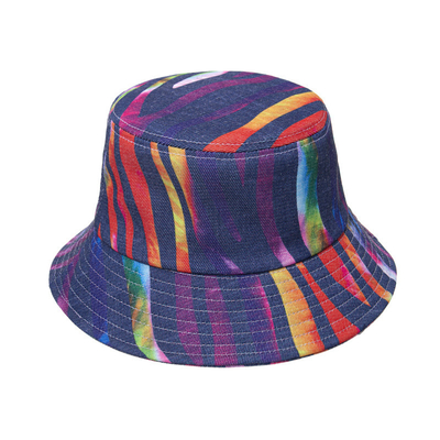 Summer New Rainbow Canvas Denim Pot Hat Trend Striped Zebra Print Bucket Hat