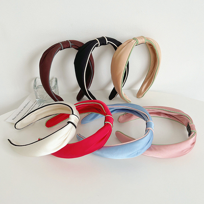 Contrast Color Bright Silk Satin and Fashion All-Match  Knot Headband For women