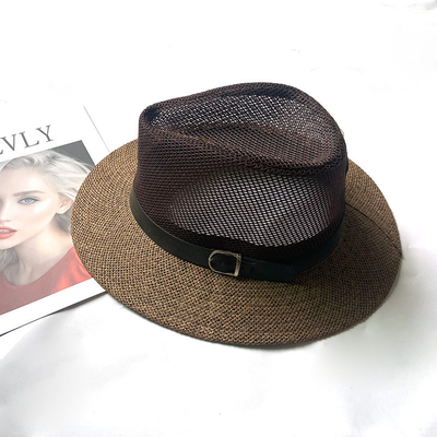Men'S Summer Breathable Mesh Top Hat Travel Beach Sunscreen Jazz Hat