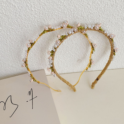 Lily Of The Valley Flower Thin Edge Pearl Headband Alloy Wrapped Flower Headband
