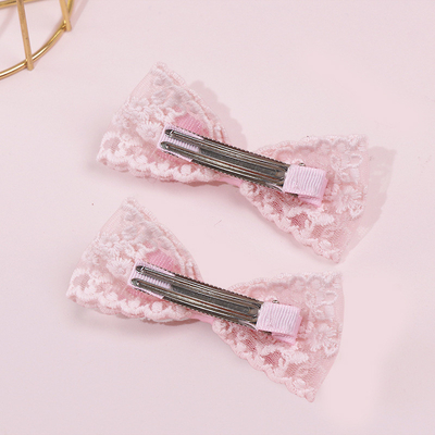 New Children'S Lace Headband With bow Pearl Hairpin Headwear Set