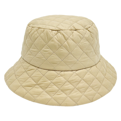 Winter Quilted Cotton Bucket Hat Solid Color All match Warm Hat