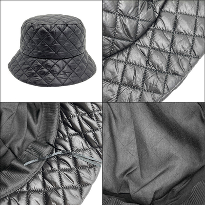 Winter Quilted Cotton Bucket Hat Solid Color All match Warm Hat