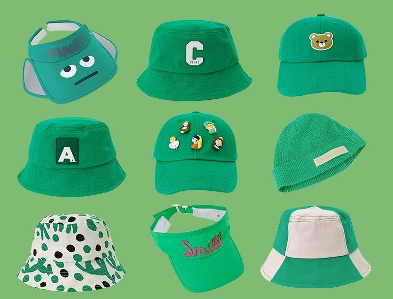 Summer Green Series Of Children'S outside Hats Include Baseball Caps, Bucket Hats, Etc.