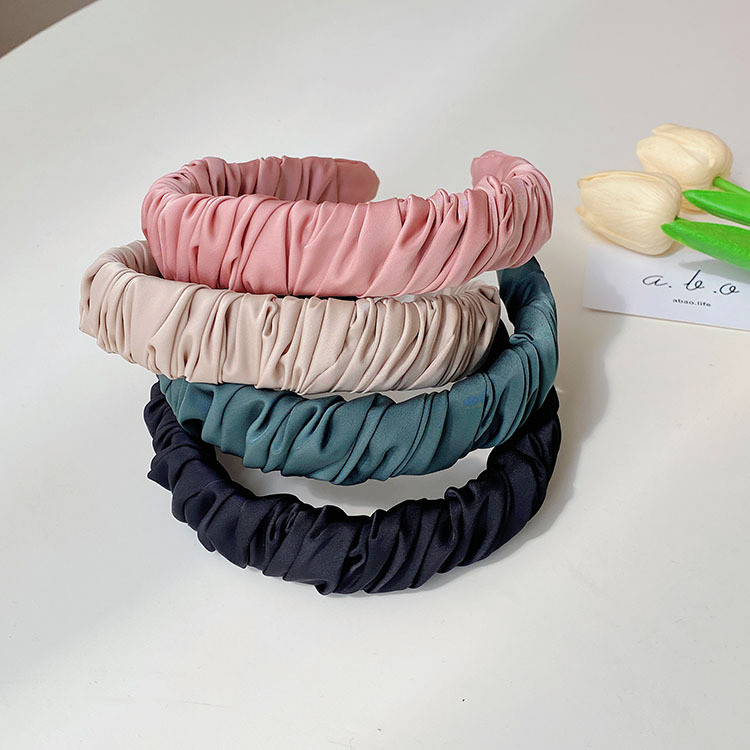 Elegant And Fashionable Multi-color Pleated Silky Fabric Headband For Women