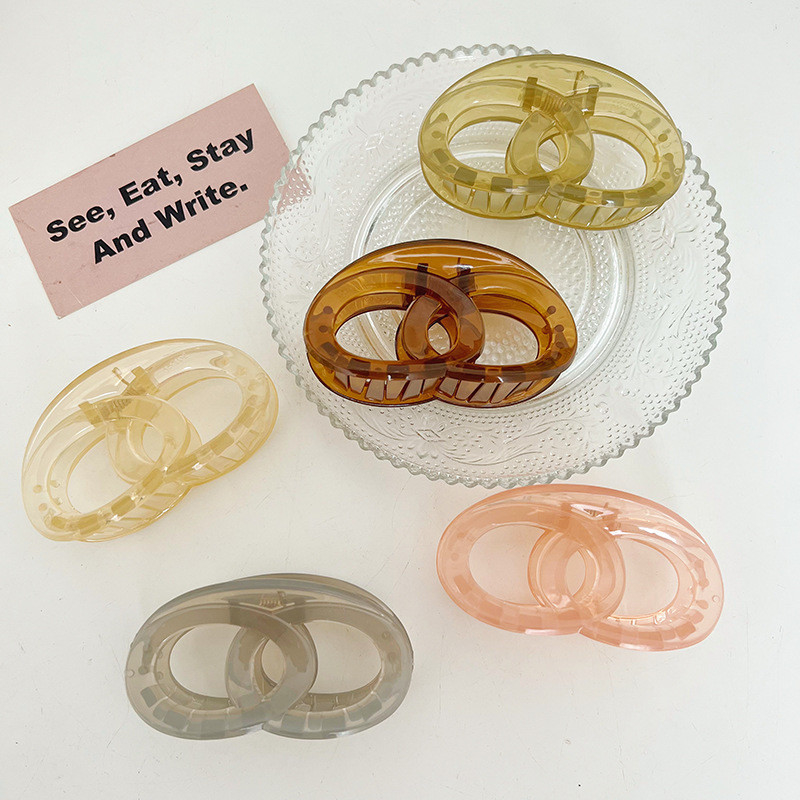 Transparent Double Donut Multi-color Plastic Hair Claw for women