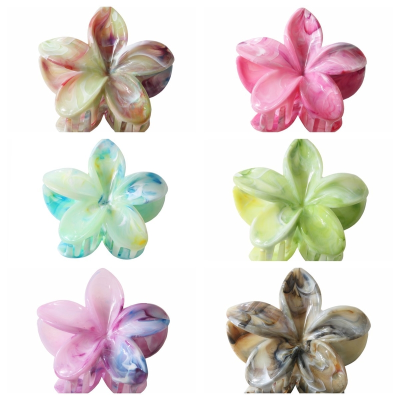 8cm marble patterned plumeria Grab Flower ponytail Hair clip Sweet hair shark clip