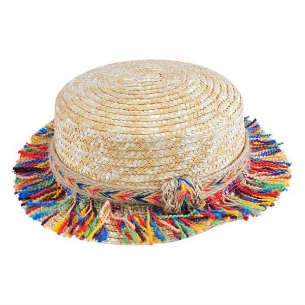 Rainbow Tassel Beach Straw Hat Woman