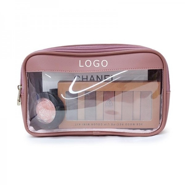 New Style Travel Pink Transparent Clear PVC Cosmetic Makeup Bag With Zipper