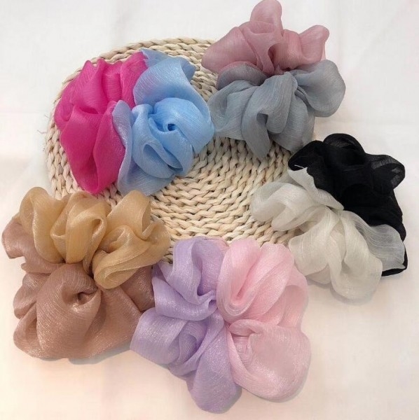 High  quality organza gauze tied ponytail coil hair ring