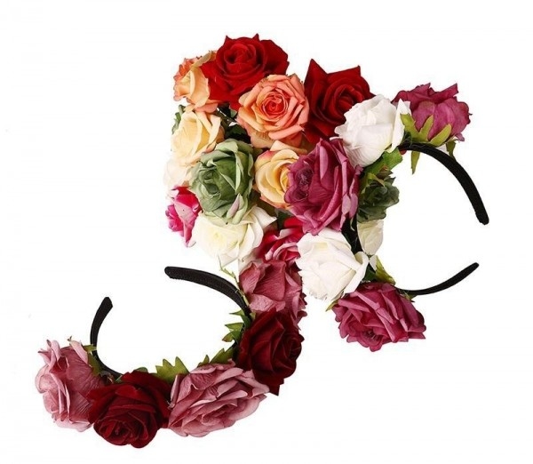 Simulation Fabric Rose Flower Wide Brim Headband For Women