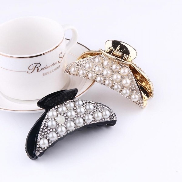 Pearl Hair Claw Resin Hair Claw with Diamonds For Women