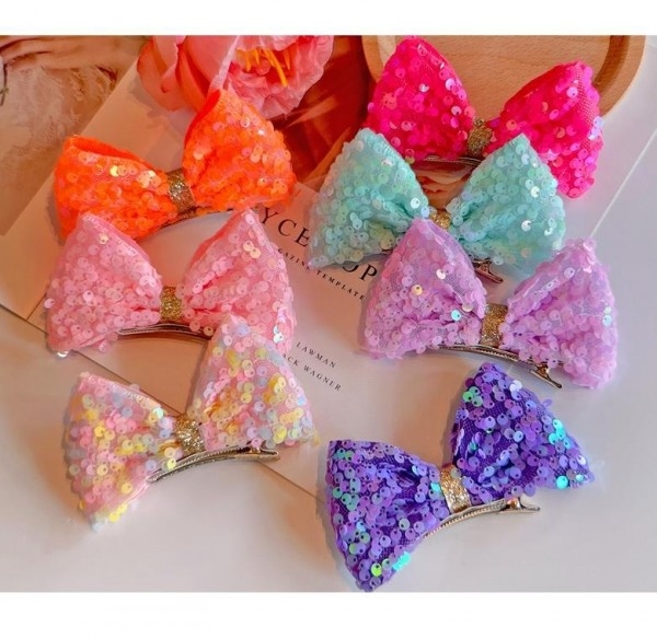 2022 Fish Scale Sequins Three-dimensional Children’s Hairpin Bow Hairpin