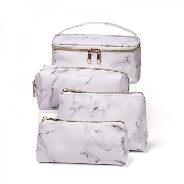 Marble Cosmetic Bag PU Waterproof Wash Bag Large Capacity Portable Travel Storage Bag