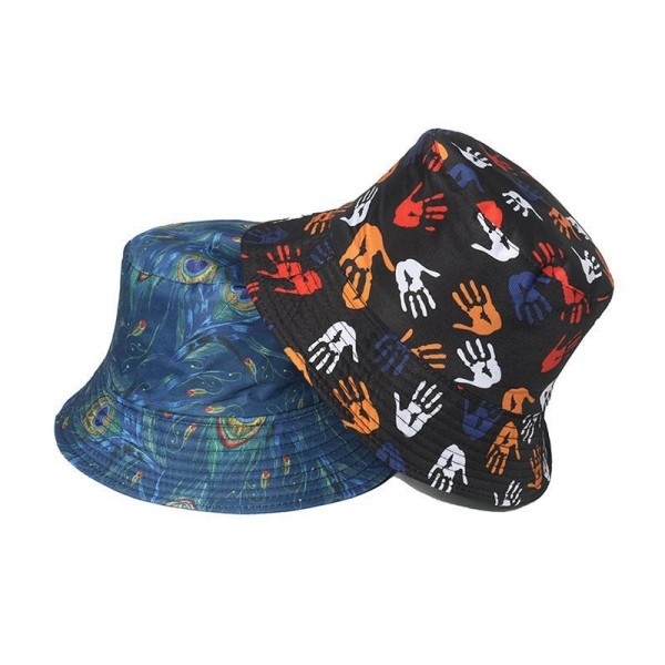 2022 New Palm Feather Print Double Bucket Hat