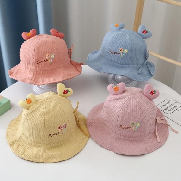 Cute And Sweet Children’s Fisherman Hat Love Basin Hat With Bow For Baby