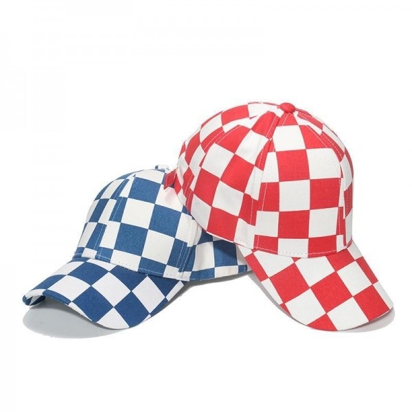 Black And White Checkerboard Plaid Baseball Cap Retro Casual Cap