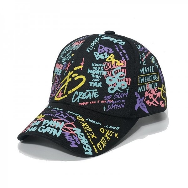 Geometric Letters Graffiti Print Baseball Cap Hip Hop Trend Cap For Men And Women