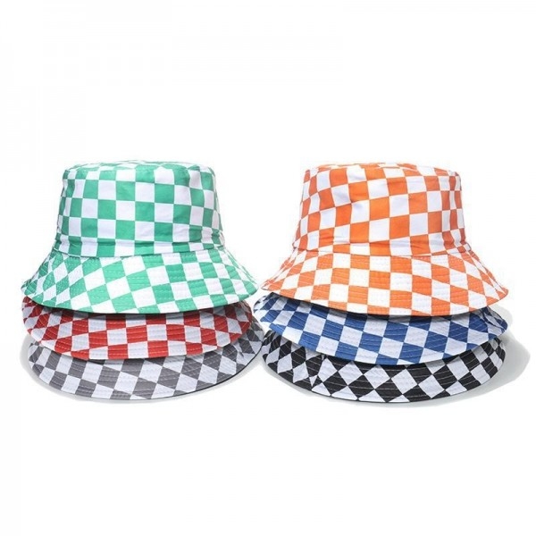 Vintage Fisherman Hat Checkerboard Lattice Basin Hat For Women