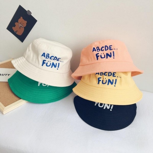 Plain Letters Fisherman Hat Sunscreen Flat Top Hat For Children