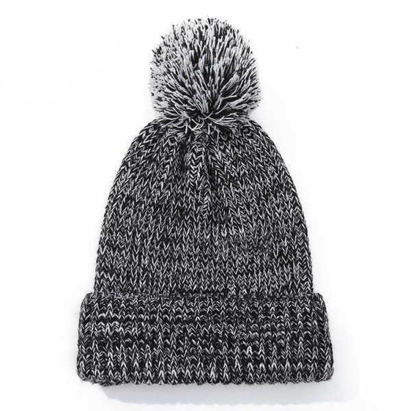 Unisex Winter Gray Knitted Beanie 100% Acrylic knit hat with Pom Pom