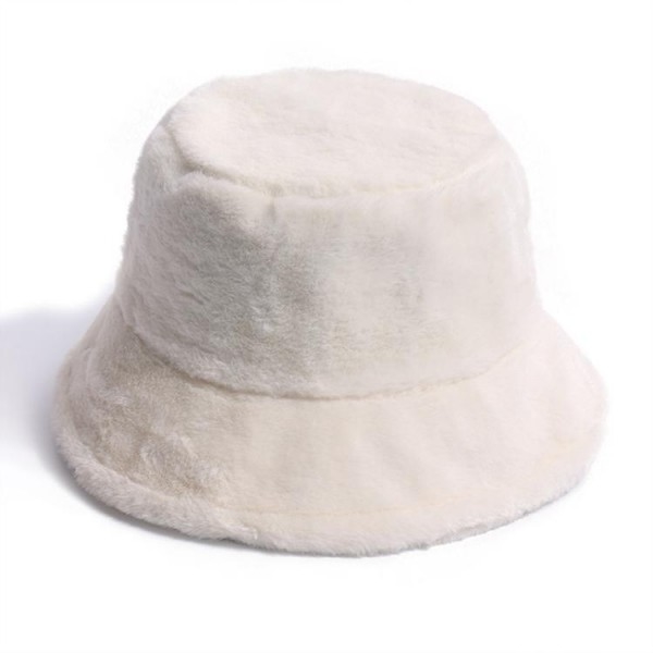 Women Small Brim Fur Fisherman Hat Winter Plain Furry Bucket Hats Faux Rabbit Fur Bucket Basin Hat